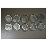 (10) ROOSEVELT DIMES VARIOUS DATES & MM 90%