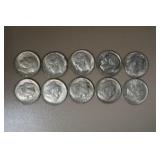 (10) ROOSEVELT DIMES VARIOUS DATES & MM 90%