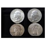 (2) 1964 P, (2) 1964 D WASH. QUARTERS 90%