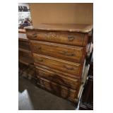 LEA SOLID WOOD 5 DWR HIGH BOY CHEST 35X18X51