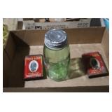 MASON JAR & 2 OLD PRINCE ALBERT TINS