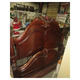 CHERRY FINISH QUEEN SZ BED W/ RAILS
