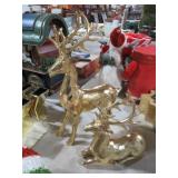 PAIR GOLD CHRISTMAS RESIN DEERS