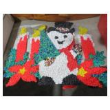 VTG PLASTIC POPCORN DECOR - SNOWMEN/CANDLES