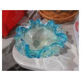 VTG MURANO BOLLINATO BLUE SCALLOP ASHTRAY
