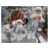 (3) SILVER DECORATED SANTA FIGURES