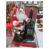 LIGHTED SANTA BY FIRPLACE FIGURINE