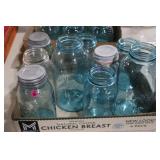 COLL. BALL BLUE GLASS MASON JARS SOME LIDS