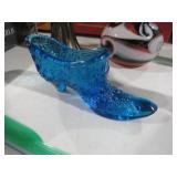 VINTAGE BLUE GLASS SLIPPER SHOE