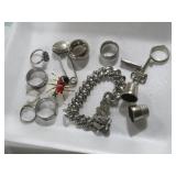 COLLECTION OF RINGS , BRACELET, MISC