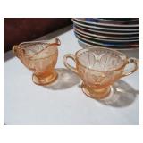 WESTMORELAND PINK PRINCESS FEATHER SUGAR/CREAMER