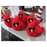 (5) RED CARDINAL CHRISTMAS BIRDS