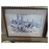 FRAMED ELK PRINT - ARTIST SIGNED