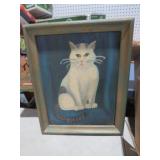 VINTAGE OIL ON BOARD CAT PAINTING