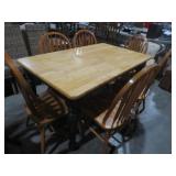 SOLID WOOD DINING TABLE W/(6) CHAIRS