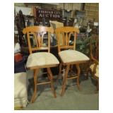(2) WOOD PADDED BARSTOOLS