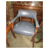 BLUE LEATHER LIKE ARM CHAIR