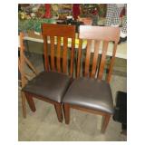 PAIR SOLID WOOD PADDED SEAT CHAIRS