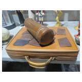 LEATHER BRIEFCASE, THERMOS CASE & 8 WALLETS