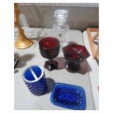 CRYSTAL DECANTER WITH COBALT & CAPE COD GLASS