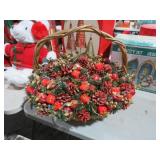 DECORATED CHRISTMAS BASKET W/ DECOR