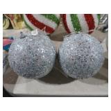 (2) HANGING CHRISTMAS SILVER ORNAMENTS