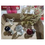 COLL. GLASS MOUSE, BEAR, PIN CUSHIONS& MISC