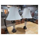 (2) NICE GLASS TABLE LAMPS W/ SHADES