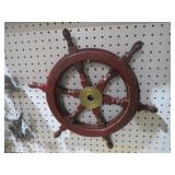 17" RD BRASS & WOOD SHIPS WHEEL