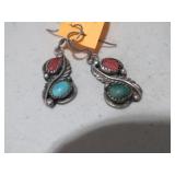PR OF SOUTH WESTERN NAVAJO STERLING /TURQ EARRINGS