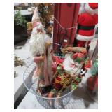 METAL BASKET W/ (2) SANTA FIGURES