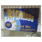 METAL RICHLUBE MOTOROIL ADV. SIGN