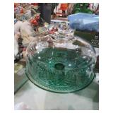 VTG ANCHOR HOCKING EMERALD WEXFORD CAKE PLATE W/LI