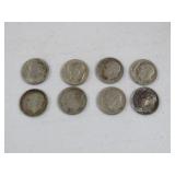 (8) ROOSVELT DIMES VAR DATES 90 PERCENTSILVER
