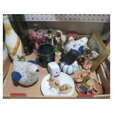 COLLECTION OF GLASSWARE, FIGURINES, MISC