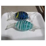 TWO LARGE GLASS CANDIES