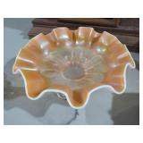 VINTAGE DUGAN PEACH OPALECENT CARNIVAL BOWL