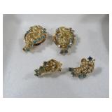 VTG RHIESTONE&SEED PEARL PENDANT,EARRINGS&BROOCH