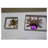 2 BEAUTIFUL SPIDER BROOCHES
