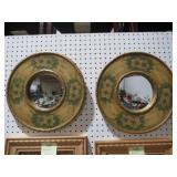 PAIR MATCHING HANDPAINTED BEVELED WALL MIRRORS