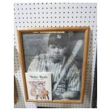 FRAMED BABE RUTH PRINT & BOOK