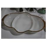 GOLD TRIM MILK GLASS SNACK DISH