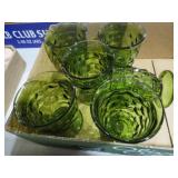 WHITEHALL CUBIST GREEN AVOCADO FOOTED JUICE GLASSE
