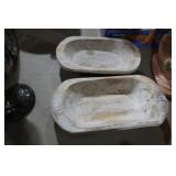 (2) WHITE CARVED SMALL DOUGH BOWLS