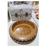 10" MID CENTURY NUT BOWL W/ TOOLS