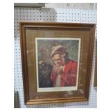 FRAMED GOLFERS CADDIE - ARTIST SIGNED