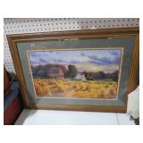 ORNATE FRAMED COUNTRY FARM SCENE