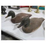 PAIR ANTIQUE WOOD MALLARD DUCK DECOYS