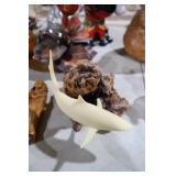 JOHN PERRY SHARK SCULPTURE ON BURL WOOD