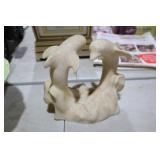 VINTAGE DOUBLE DOLPHIN STATUE